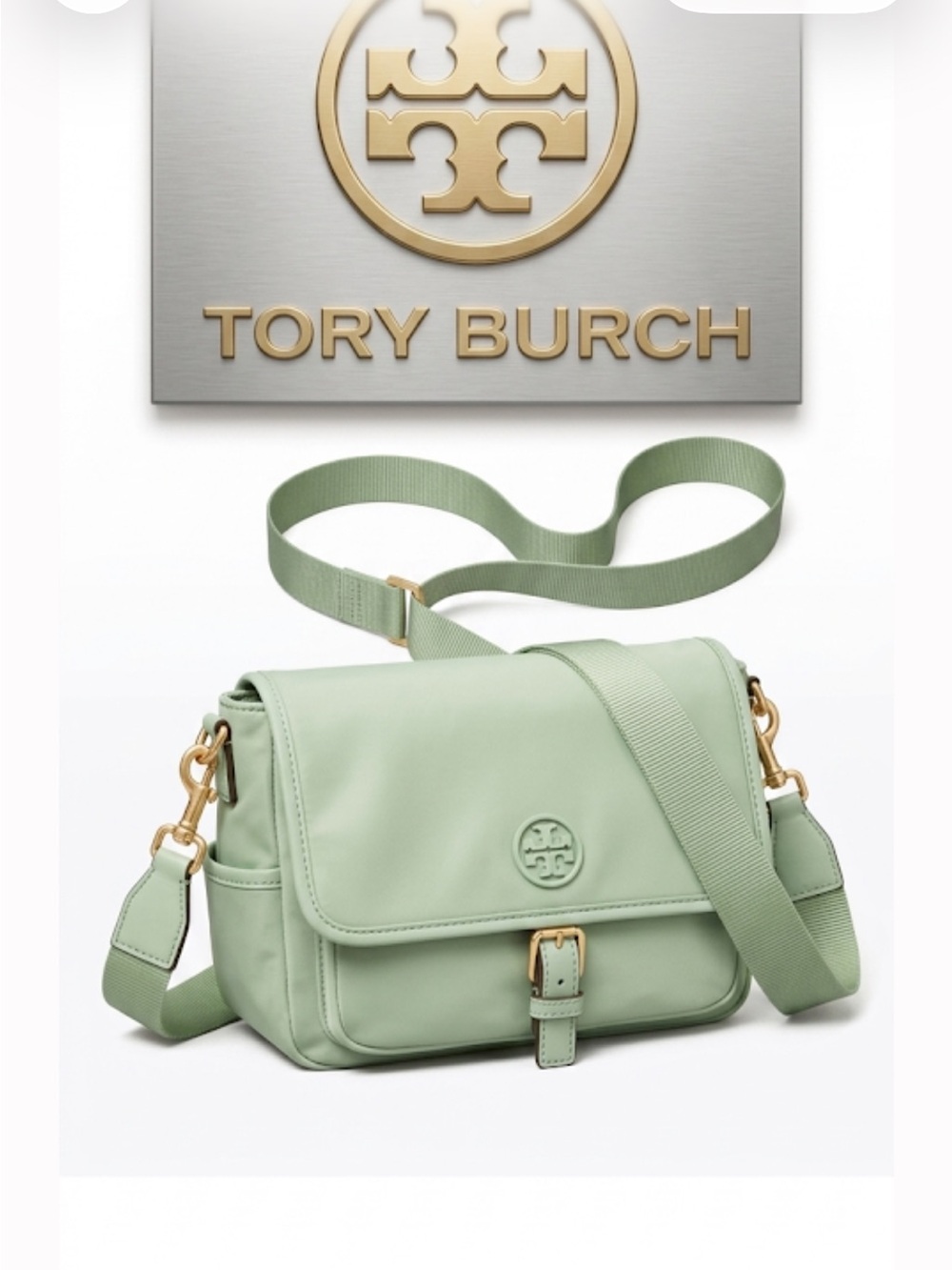 Tory Burch  nwot mint green nylon bag 10x6